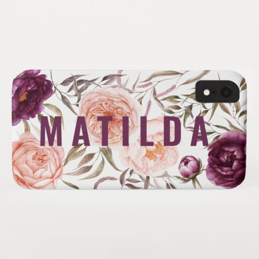 紫+ピーチウォーター色フローラ秋モノグラム Case-Mate iPhoneケース (裏面(横))