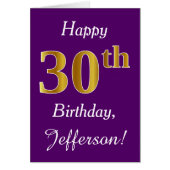 紫、フェイク金ゴールド30歳の誕生日+名前をカスタムする (正面)