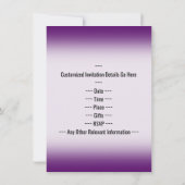 紫、フェイク金ゴールド50番目の誕生祝い+名前 招待状 (裏面)