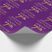 紫、フェイク金ゴールド「HAPPY 7誕生日」 ラッピングペーパー (角)