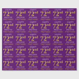 紫、フェイク金ゴールド「HAPPY 72nd誕生日」 ラッピングペーパー
