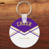紫、ベガス、白のチアリーダーの金ゴールド キーホルダー (正面)