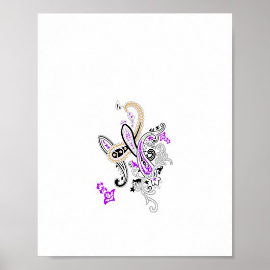 紫 – マゼンタ、赤みがかったオレンジ、黄色がかった青ガーリー ポスター (正面)