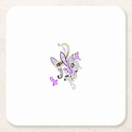 紫 – マゼンタ、赤みがかったオレンジ、TealiPaper Coaster スクエアペーパーコースター