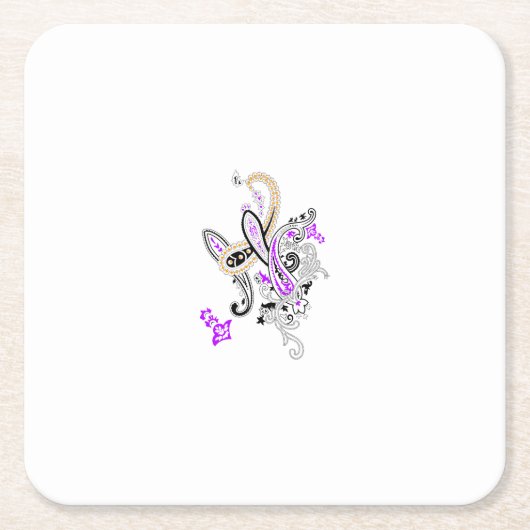 紫 – マゼンタ、赤みがかったオレンジ、TealiPaper Coaster スクエアペーパーコースター (正面)