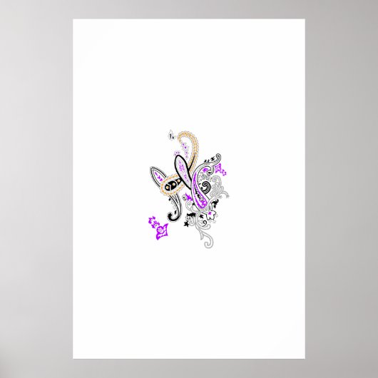 紫 – マゼンタ、赤みがかったオレンジ、TealiPedestal記号 ポスター (正面)