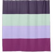 紫、ミントグリーン、マゼンタの各ストライプ色パターン シャワーカーテン (正面)