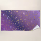 紫，メモ，ミュージカル，メロディー，音楽，サウンド，サイン， ビーチタオル (正面)