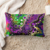 紫、ライムグリーン、黒の流体アート ランバークッション (ブランケット)