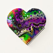 紫、ライムグリーン、黒大理石の流体アート ノートブック (裏面)