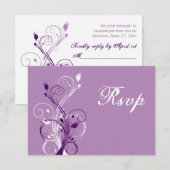 紫、ライラック、ホワイトの花柄の結婚式返信カード 出欠カード (正面/裏面)