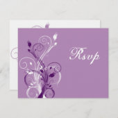 紫、ライラック、ホワイトの花柄の結婚式返信カード 招待状 (正面/裏面)