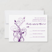 紫、ライラック、ホワイトの花柄 ウェディング返信カード 出欠カード (裏面)
