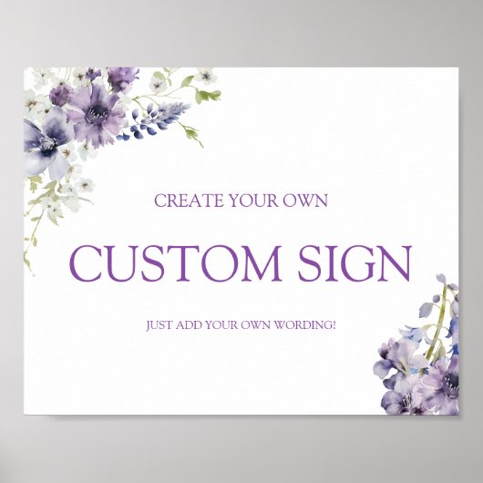 紫+ラベンダーフローラ独自のサインを作成 ポスター (正面)