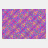 紫、明るい赤紫色、オレンジと黄色の渦巻きパターン ラッピングペーパーシート (正面)