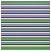 紫、森の緑、タン、白、および黒の線 ファブリック (見本)