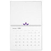 紫、様式化されたフローラマンダラデザインの暗いb カレンダー (1月 2026)