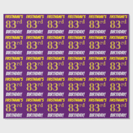 紫、模造フェイク金ゴールド、「83誕生日」 ラッピングペーパー