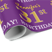 紫、模造金ゴールドルック"31誕生日" ラッピングペーパー (ロールコーナー)