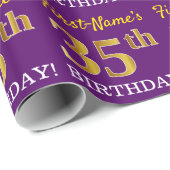 紫、模造金ゴールドルック"35誕生日" ラッピングペーパー (ロールコーナー)