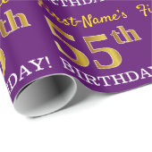 紫、模造金ゴールドルック"55誕生日" ラッピングペーパー (ロールコーナー)