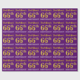 紫、模造金ゴールドルック"66誕生日" ラッピングペーパー