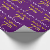 紫、模造金ゴールドルック"7誕生日" ラッピングペーパー (角)