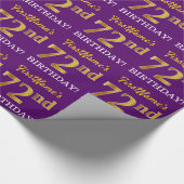 紫、模造金ゴールドルック"72番目の誕生日" ラッピングペーパー (角)