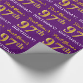 紫、模造金ゴールドルック"97誕生日" ラッピングペーパー (角)