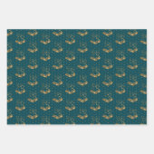 紫、海軍、ティール（緑がかった色）のクリスマスベル ラッピングペーパーシート (正面3)