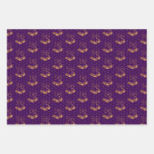 紫、海軍、ティール（緑がかった色）のクリスマスベル ラッピングペーパーシート (正面)