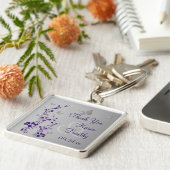 紫、灰色のフローラと蝶キーチェーン キーホルダー (側面)