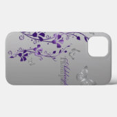 紫、灰色の蝶フローラiPadエアケース Case-Mate iPhoneケース (裏面 (横))