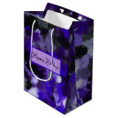 紫、灰色、黒、青の抽象芸術 ミディアムペーパーバッグ (正面アングル)