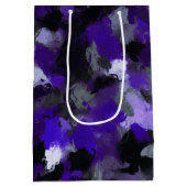 紫、灰色、黒、青の抽象芸術 ミディアムペーパーバッグ (裏面)