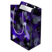 紫、灰色、黒、青の抽象芸術 ミディアムペーパーバッグ (裏面アングル)