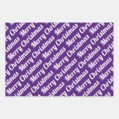 紫、白いクリスマスタイポグラフィモダン休日 ラッピングペーパーシート (正面2)