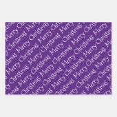 紫、白いクリスマスタイポグラフィモダン休日 ラッピングペーパーシート (正面)