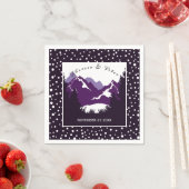 紫、白い山と水玉模様結婚ズ スタンダードカクテルナプキン (インサイチュ)