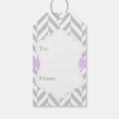 紫、白い灰色の象の赤ちゃんシャワーありがとう ギフトタグ (裏面)