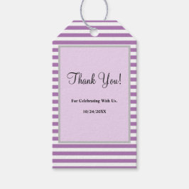 紫/白のギフトストライプラベル ギフトタグ