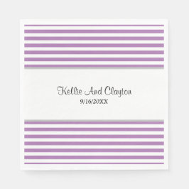 紫/白のナプキストライプンス スタンダードランチョンナプキン