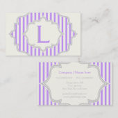 紫、白のフレームのモノグラムストライプ 名刺 (正面/裏面)