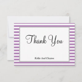 紫/白のフレームストライプサンキューカード