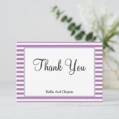 紫/白のフレームストライプサンキューカード (スタンド正面)