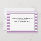 紫/白のフレームストライプサンキューカード (裏面)