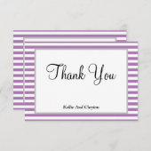 紫/白のフレームストライプサンキューカード (正面/裏面)