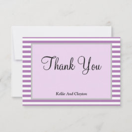 紫/白のフレームストライプサンキューカード