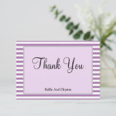 紫/白のフレームストライプサンキューカード (スタンド正面)