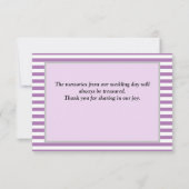 紫/白のフレームストライプサンキューカード (裏面)